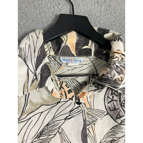 Sweet‎ n Sassy Womens XL Floral Hawaiian Shirt Multicolor Short 3/4 Sleeve - Picture 8 of 9